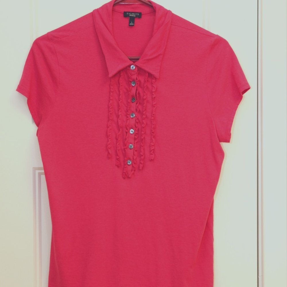 Talbots ruffle bib polo